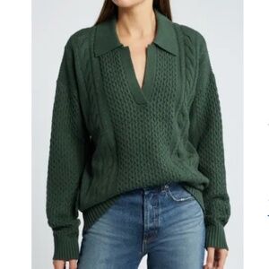Treasure & Bond Merino Wool & Cotton Cable Sweater